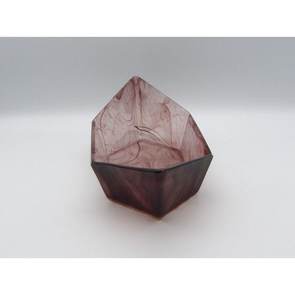 Vintage Davidson Amethyst Cloud Glass Bowl Hexagonal Boat Shaped Art Deco Purple - Picture 5 of 10
